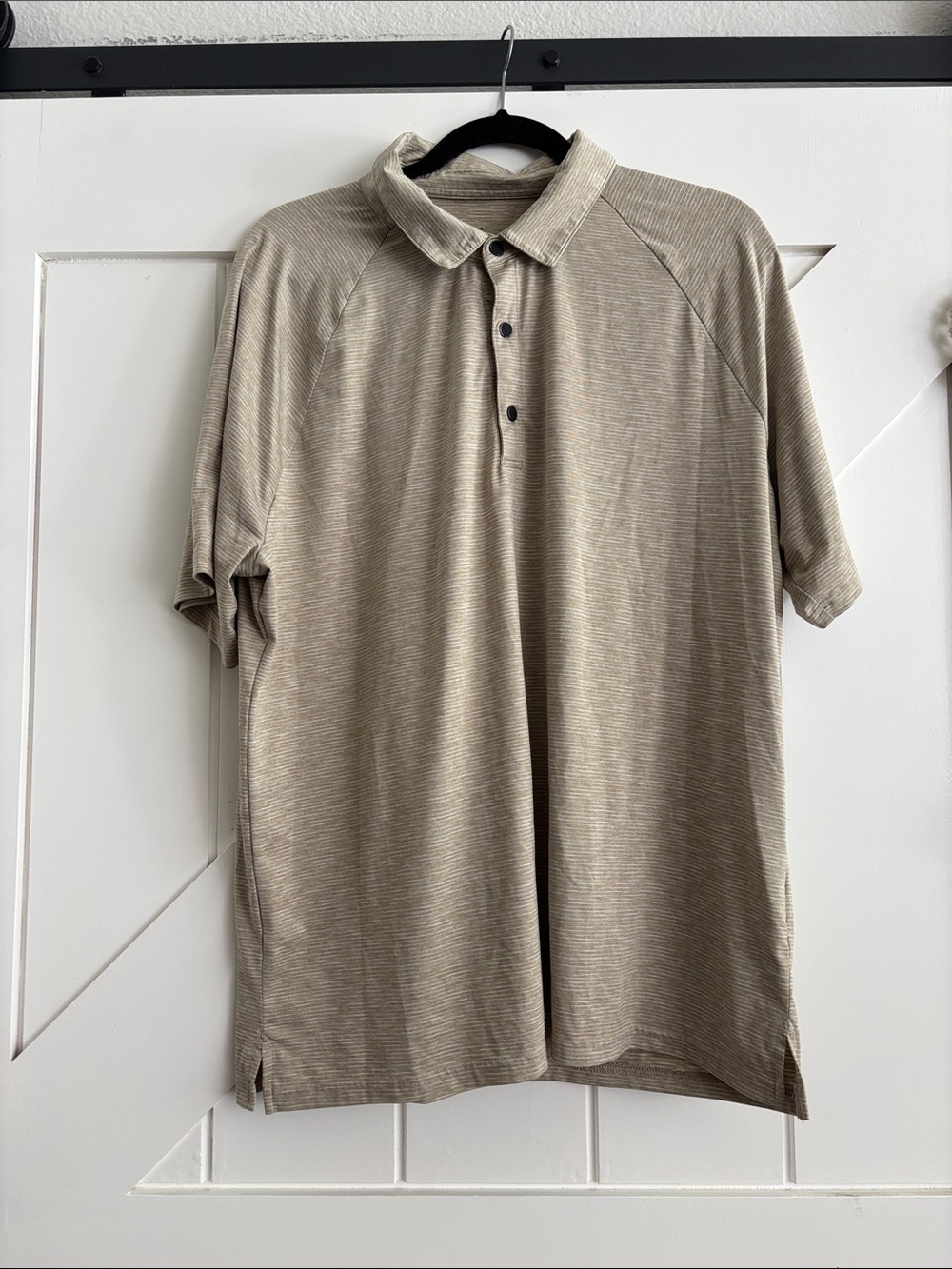 Z by Zella Men's XL Gray Tan Striped Performance Golf Polo Shirt EUC RZ497255